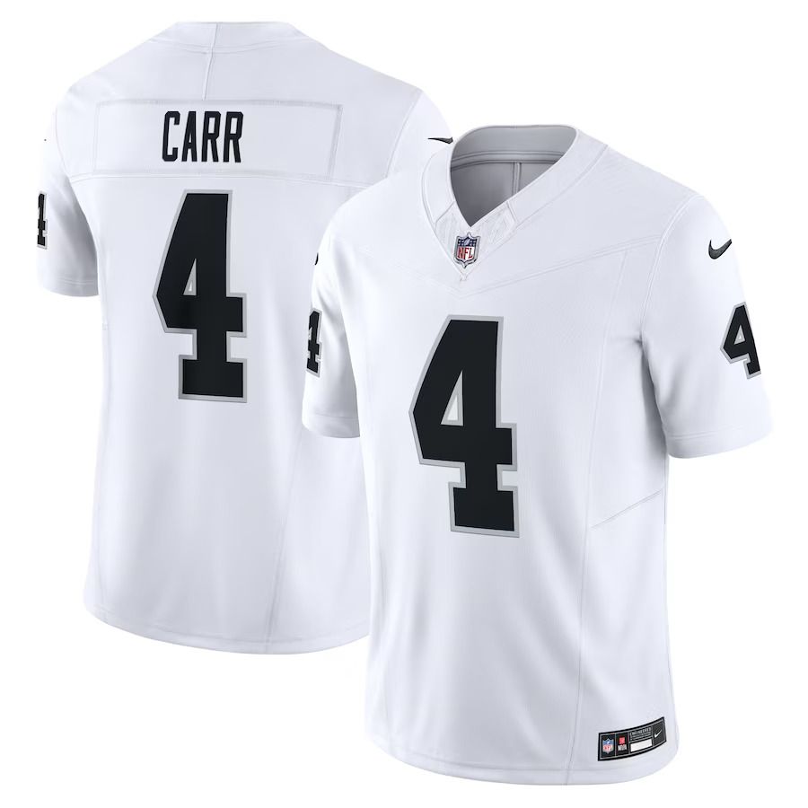 Men Las Vegas Raiders 4 Derek Carr Nike White Vapor F.U.S.E. Limited NFL Jersey